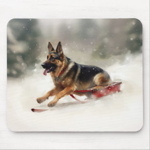 Duitse Herdershond Kerst sneeuw winter Muismat
