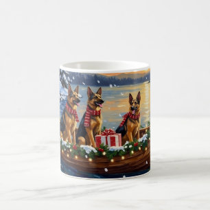 Duitse Herdershond Kerstboot Vakantie Koffiemok
