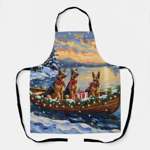 Duitse Herdershond Kerstboot Vakantie Schort