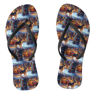 Duitse Herdershond Kerstfeest Teenslippers