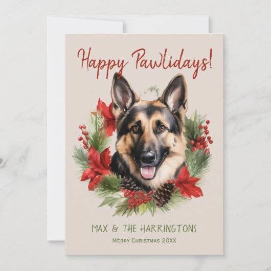 Duitse Herdershond Kersthuis Feestelijke Pootdagen Feestdagenkaart (Voorkant)