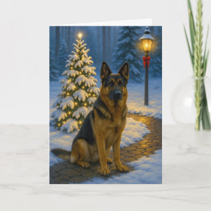 Duitse Herdershond Kerstkaart Feestdagen Kaart