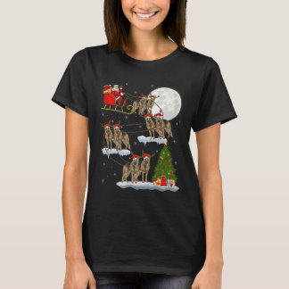Duitse Herdershond Kerstman slee vliegend grappige T-shirt