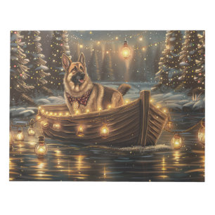 Duitse Herdershond Kerstmis Feestelijke Reis Notitieblok
