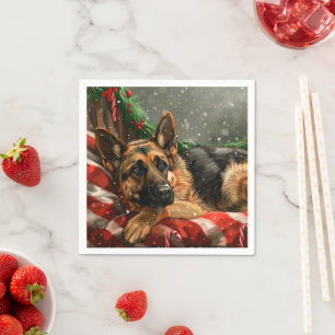 Duitse Herdershond Kerstviering Servet