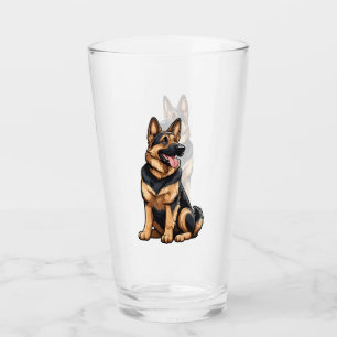 Duitse Herdershond Kijkt naar Rechts Glas