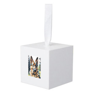 Duitse Herdershond Kopportret Hond Liefhebber Huis Kubus Ornament