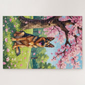 Duitse Herdershond Lente Bloesem Hond Legpuzzel (Horizontaal)