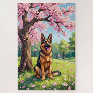 Duitse Herdershond Lente Bloesem Hond Legpuzzel