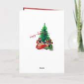 Duitse herdershond ligt bij kerstboom notitiekaartje (Achterkant)