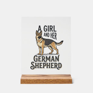 Duitse Herdershond Meisje Shirt Vintage Hondenlief Acryl Bord