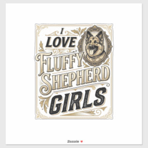 Duitse Herdershond Meisje T-shirt Vintage Gravure Sticker