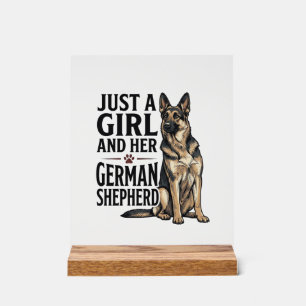Duitse Herdershond Meisje Vintage Gravure Hond Lie Acryl Bord