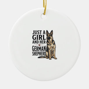 Duitse Herdershond Meisje Vintage Gravure Hond Lie Keramisch Ornament