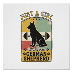 Duitse Herdershond Meisje Vintage Hond Liefhebber Perfect Poster