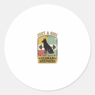 Duitse Herdershond Meisje Vintage Hond Liefhebber Ronde Sticker