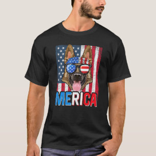 Duitse Herdershond Merica Vlag 4 Juli Hond Amerika T-shirt
