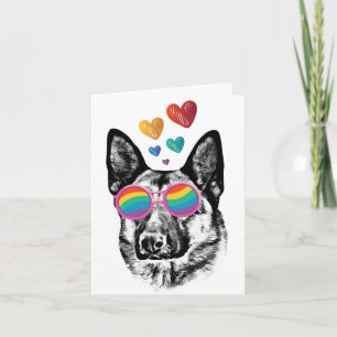 Duitse Herdershond met Hartjes Valentijnsdag Kaart