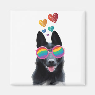 Duitse Herdershond met Hartjes Valentijnsdag Magneet