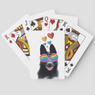 Duitse Herdershond met Hartjes Valentijnsdag Pokerkaarten
