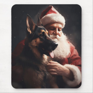 Duitse Herdershond met Kerstman Festive Kerstmis Muismat