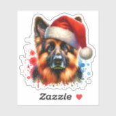 Duitse herdershond met kerstmis in Santa Hat Sticker (Vel)