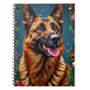 Duitse Herdershond met Kerstversiering Notitieboek