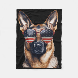 Duitse Herdershond Met Usa Vlag Onafhankelijkheids Fleece Deken