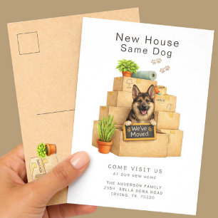 Duitse Herdershond Nieuwe Huis Verhuizen Briefkaart