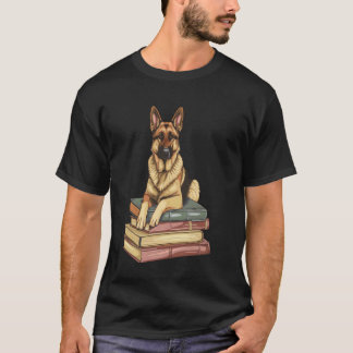 Duitse Herdershond Op Boeken Terug Naar School Hon T-shirt