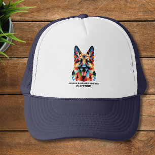 Duitse herdershond papa gepersonaliseerd veelhoeki trucker pet