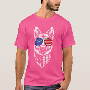 Duitse herdershond Patriottisch 4 juli Amerikaans T-shirt