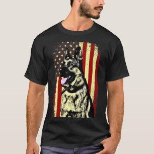 Duitse Herdershond Patriottische Amerikaanse Vlag T-shirt