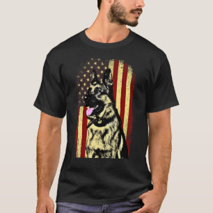 Duitse Herdershond Patriottische Amerikaanse Vlag T-shirt