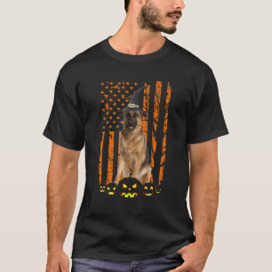 Duitse Herdershond Pompoen Amerikaanse Vlag Heks H T-shirt