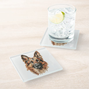 Duitse Herdershond Portret Glas Onderzetter Hond