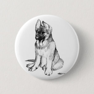 Duitse Herdershond Puppy Ronde Button 5,7 Cm