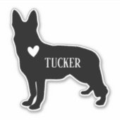 Duitse Herdershond Ras Silhouet Aangepaste Naam Sticker (Voorkant)