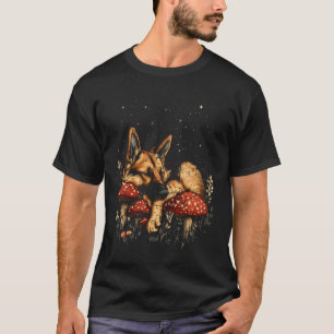 Duitse Herdershond Schattig Cottagecore Paddenstoe T-shirt