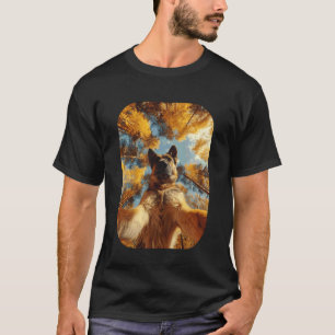Duitse Herdershond Selfie Herfstbladeren Herfst Di T-shirt