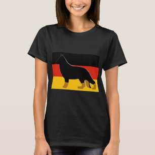 Duitse herdershond silhouet op tweekleurige vlag t-shirt