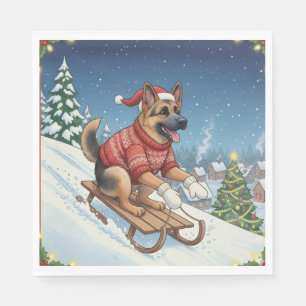 Duitse herdershond sleeën, Kerstnapkins Servet