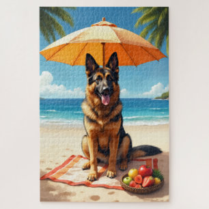 Duitse Herdershond Strand Relax Scène Legpuzzel