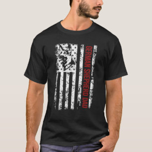 Duitse Herdershond Vader Amerikaanse Vlag VS Patri T-shirt