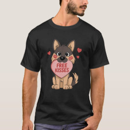 Duitse herdershond Valentijnsdag Free Kisses T-shirt