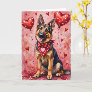 Duitse Herdershond Valentijnsdag Hond met Hartjes Kaart