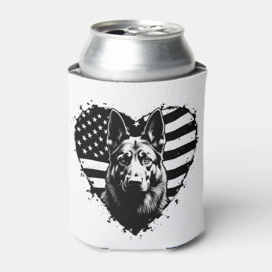 Duitse herdershond VS Amerikaanse vlag 4 juli Blikjeskoeler (Blikje Voorkant)