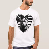 Duitse herdershond VS Amerikaanse vlag 4 juli T-shirt (Voorkant)