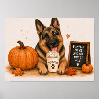 Duitse Herdershond Warme Pompoengewürz Puppaccino Poster