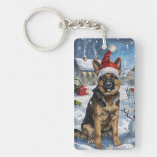 Duitse Herdershond Winter Wonderland Kerstvreugde Sleutelhanger